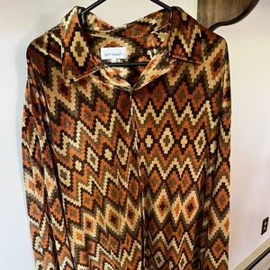 Vintage Mens Western velvet style smash button down shirt  XXL cool